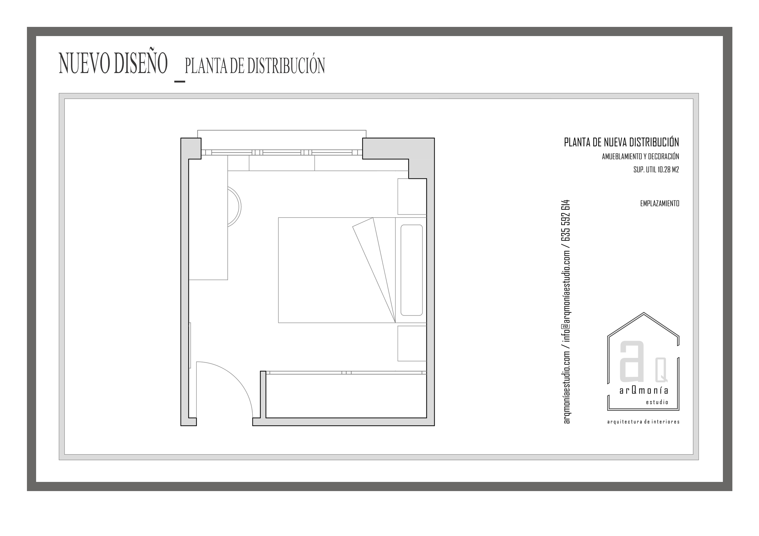 Diseño de habitación: Distribucion, muebles a medida - arQmonia estudio