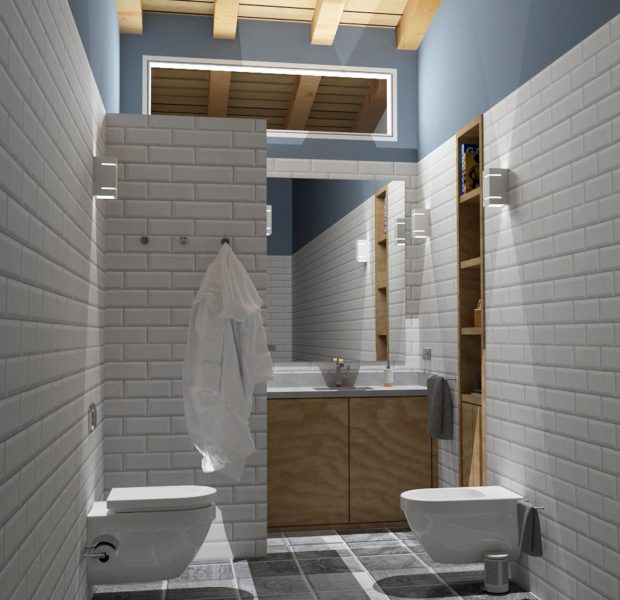Proyecto de diseño del baño de una vivienda unifamiliar en Gijón. Infografïa